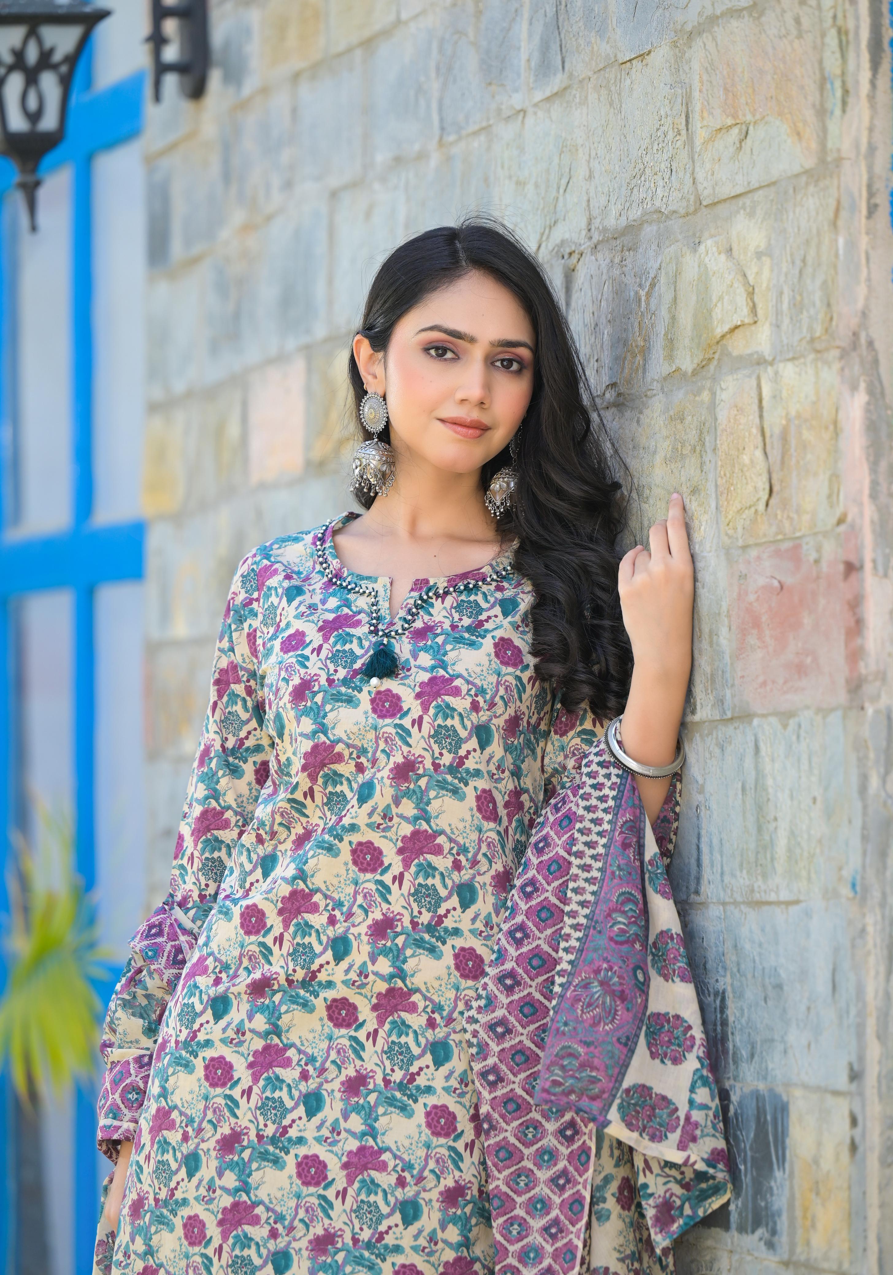 FLORAL PRINTED 3 PIECE PANT PAIR