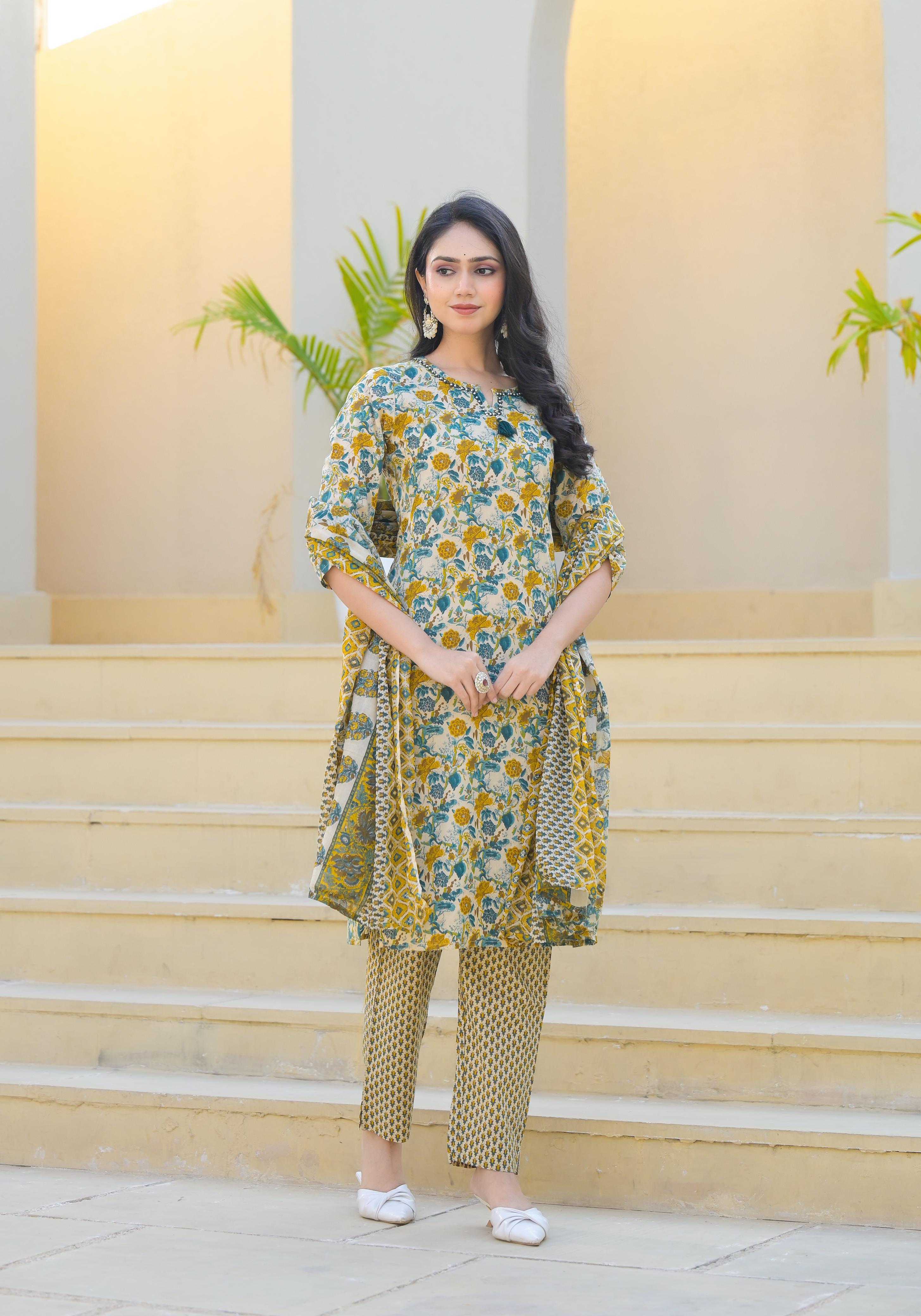 FLORAL PRINTED 3 PIECE PANT PAIR