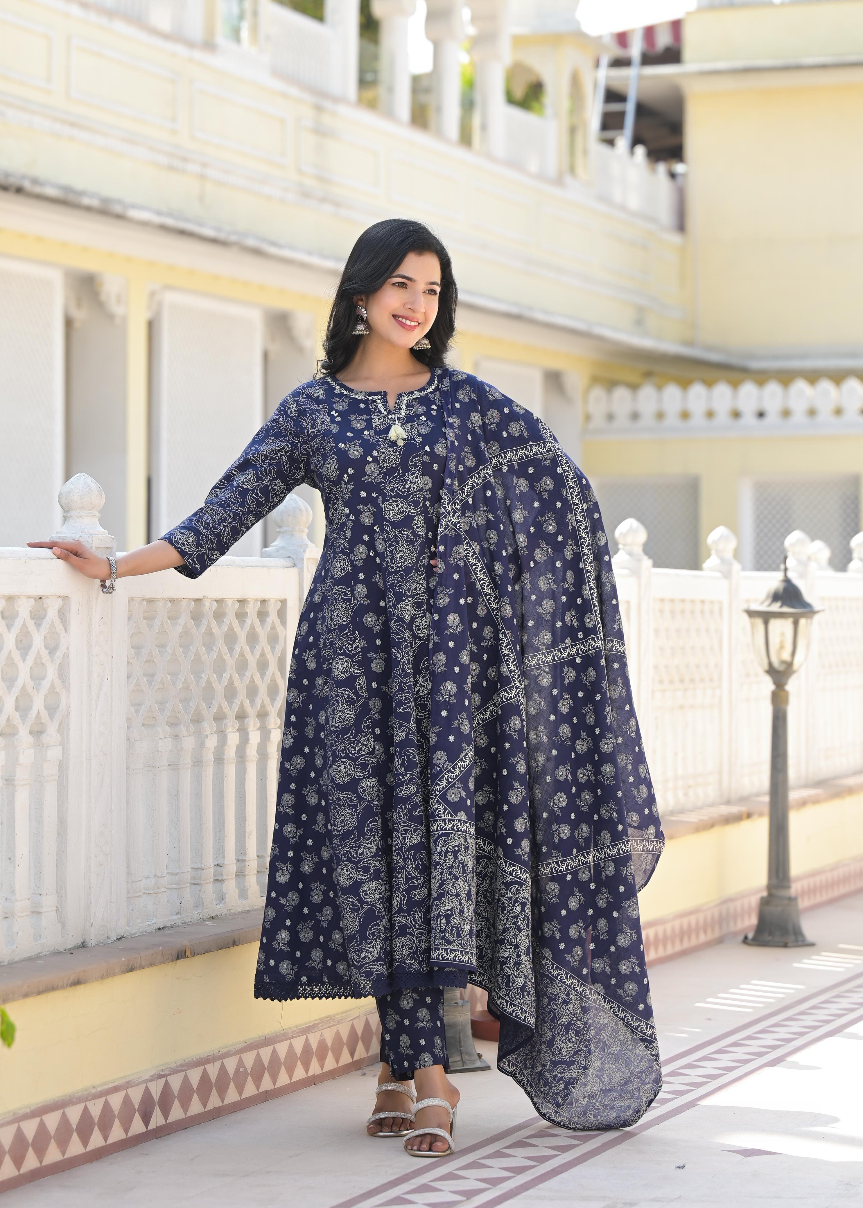 FLORAL ANARKALI DUPATTA PAIR