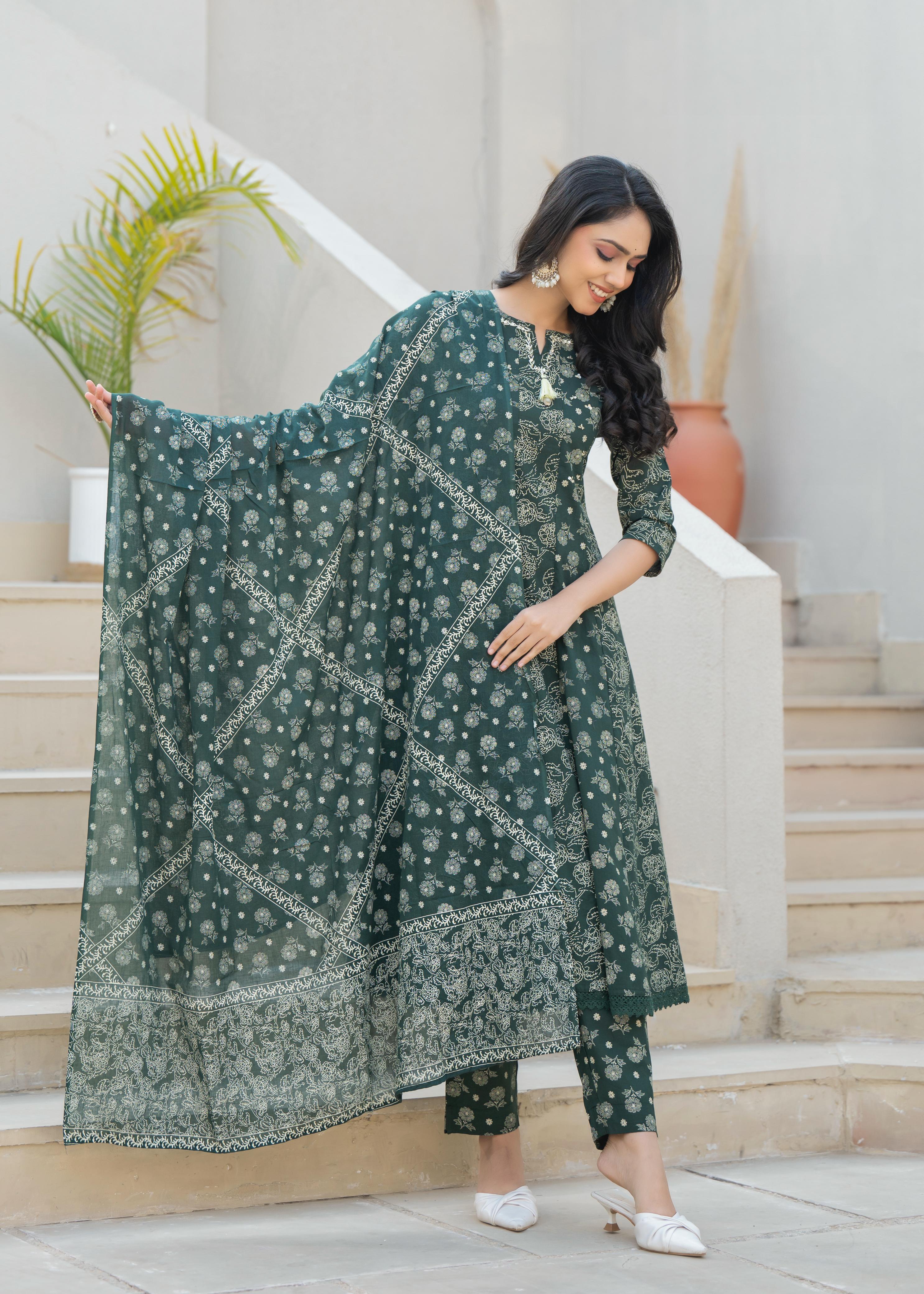 FLORAL ANARKALI DUPATTA PAIR