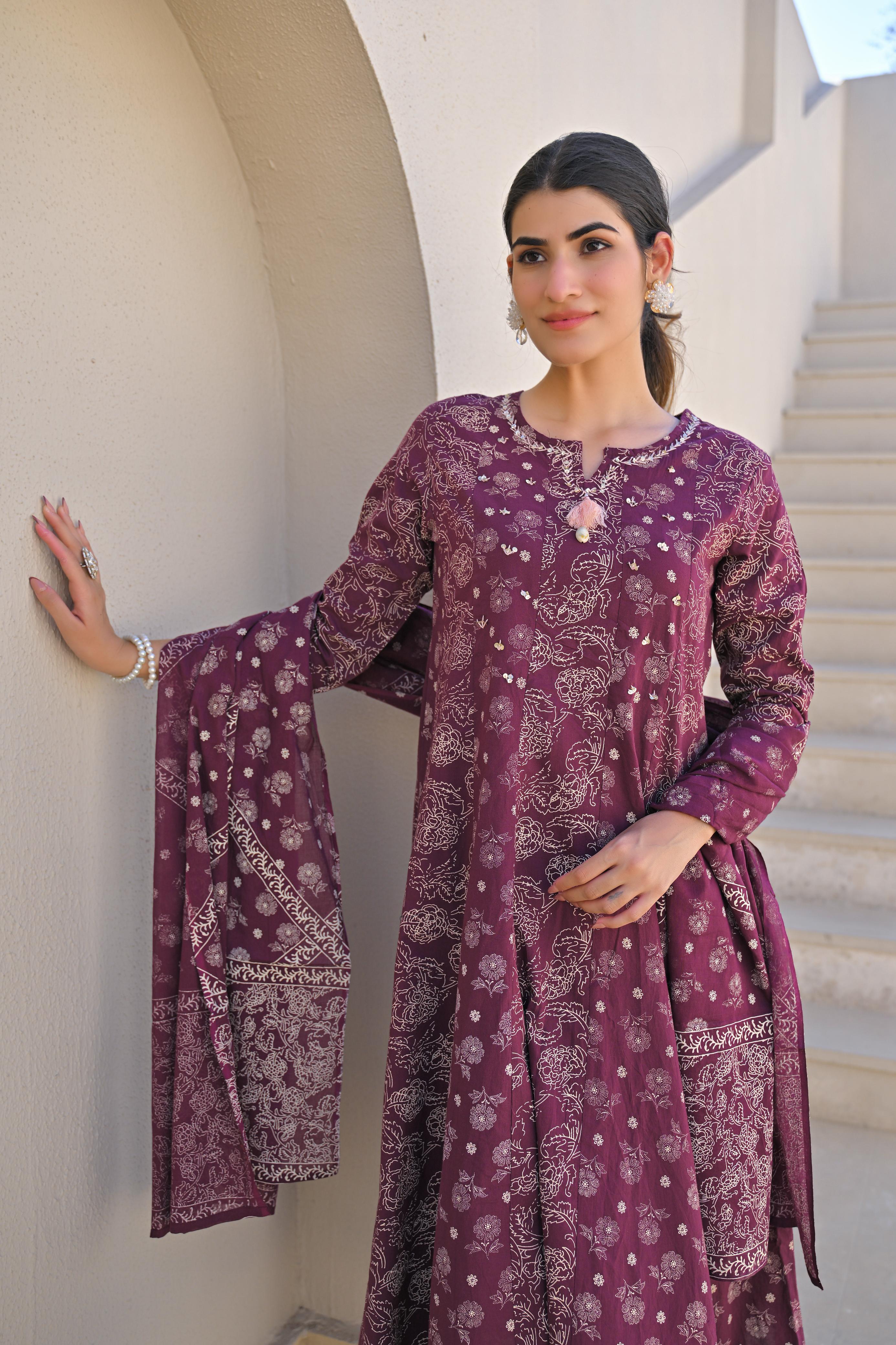 FLORAL ANARKALI DUPATTA PAIR