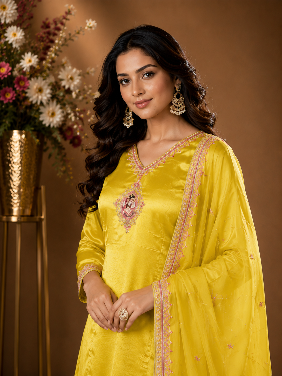 Sunshine Yellow Embroidered Kurta Sharara Set with Dupatta