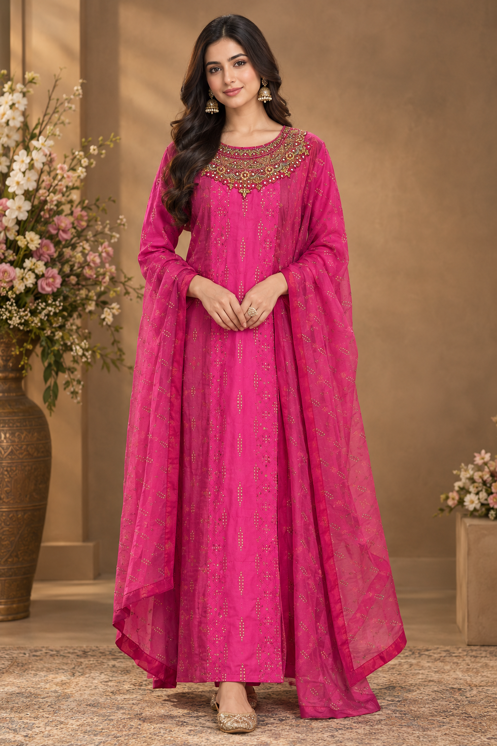 Elegant Pink Embroidered Ethnic Suit Set