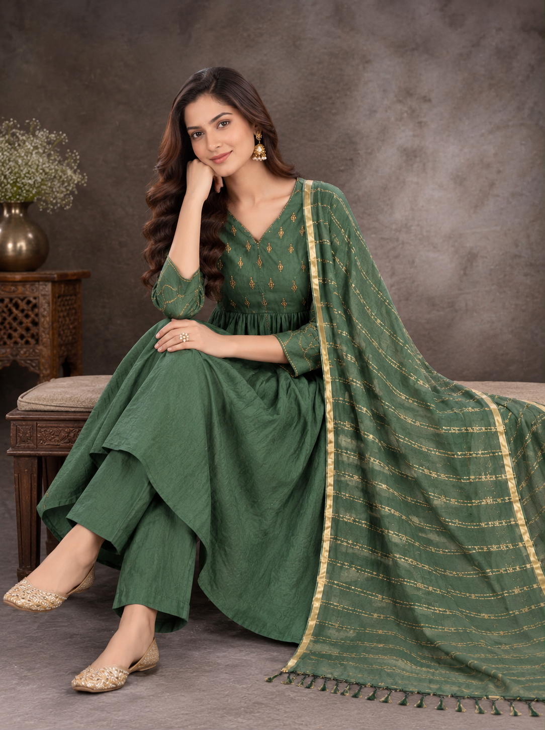 Elegant Embroidered Anarkali Suit Set