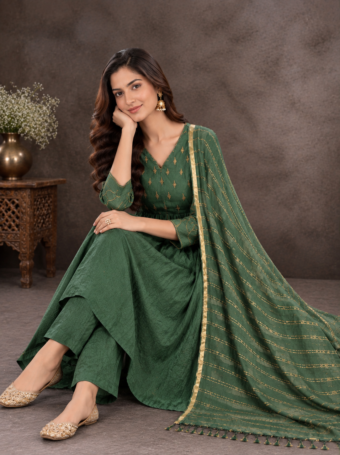 Elegant Embroidered Anarkali Suit Set