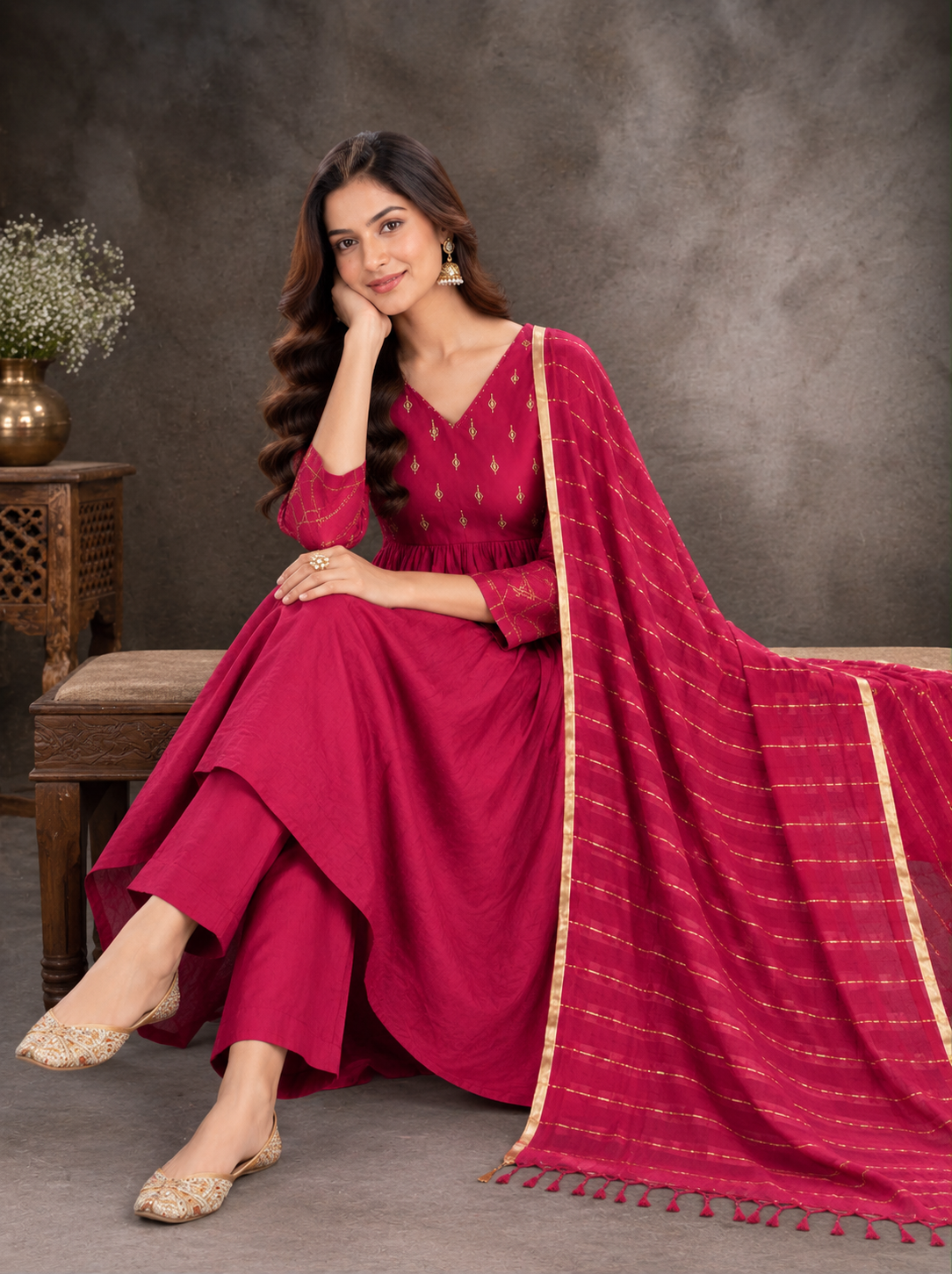 Elegant Embroidered Anarkali Suit Set