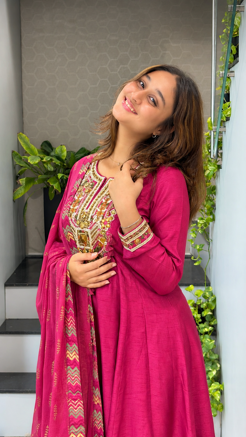 Elegant Embroidered Anarkali Suit Set with Dupatta