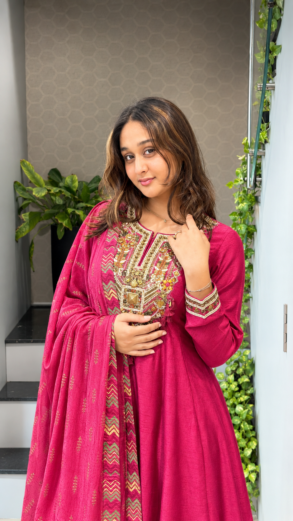 Elegant Embroidered Anarkali Suit Set with Dupatta