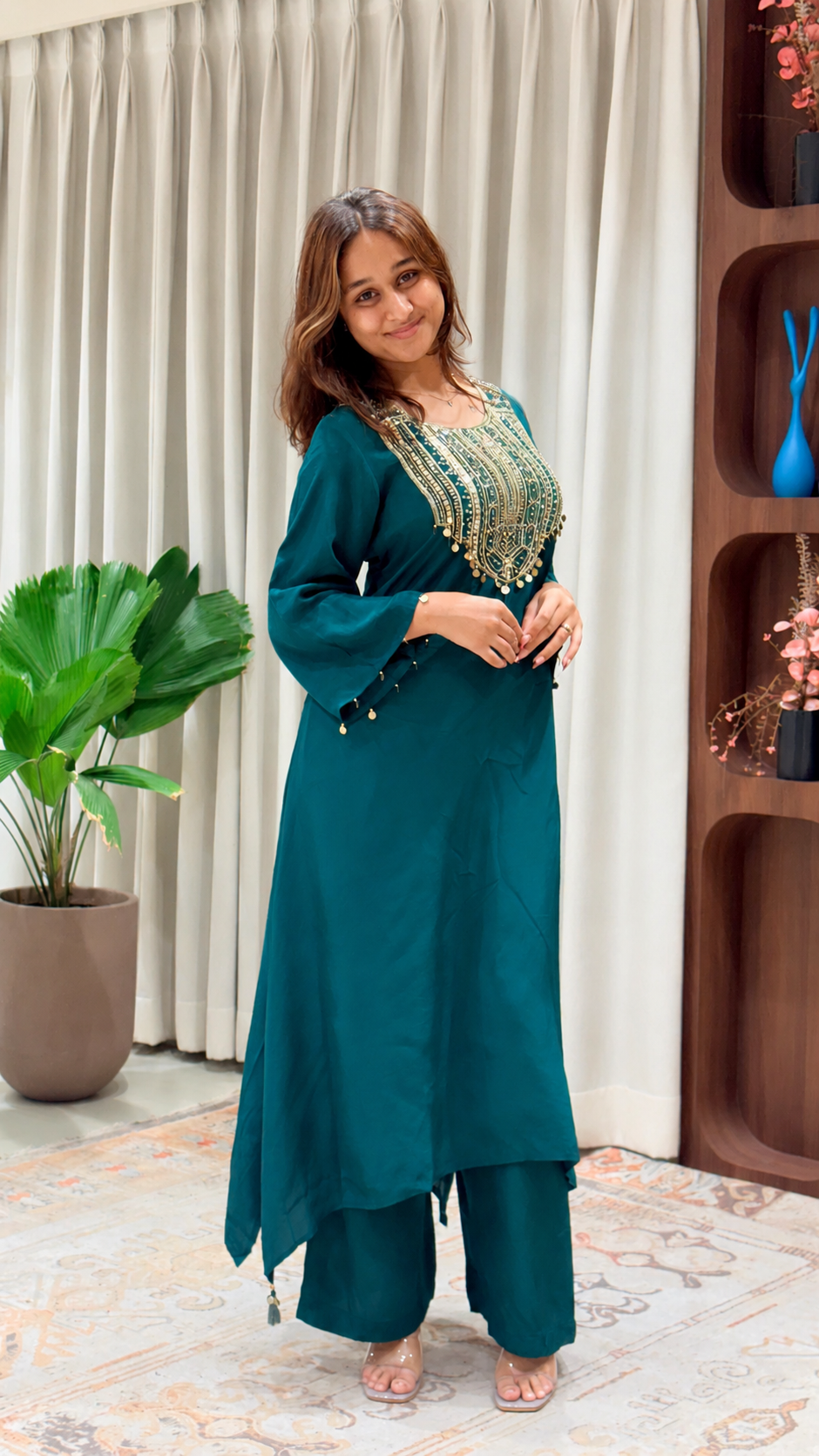 Teal Silk Kurta Set
