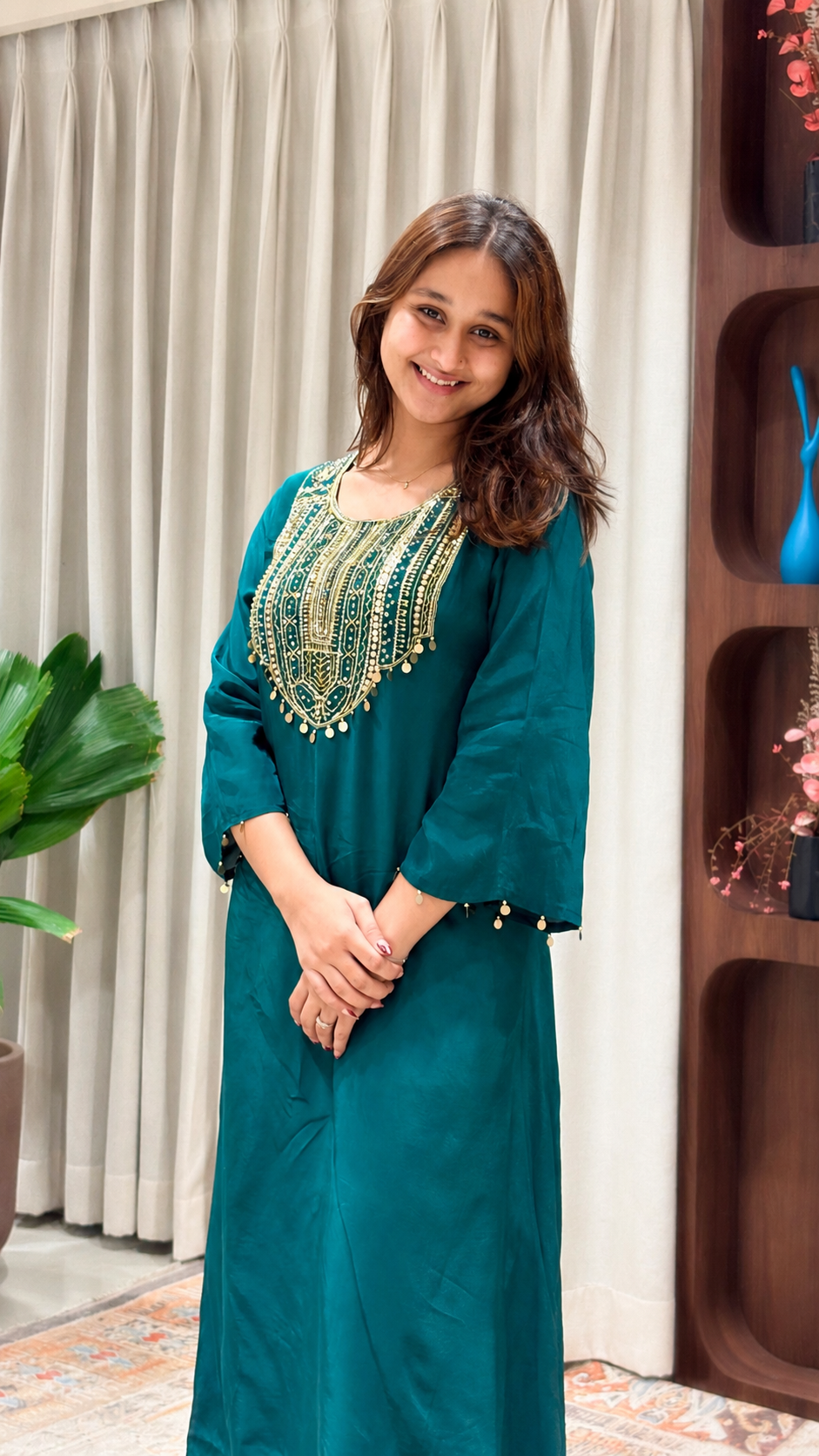 Teal Silk Kurta Set