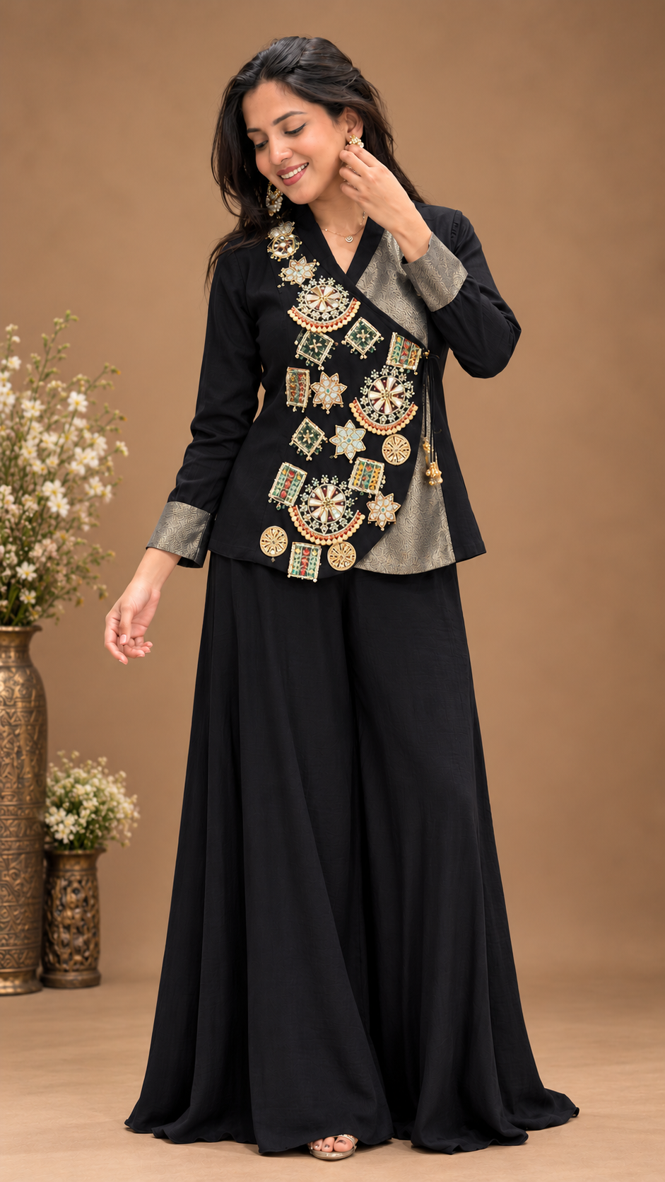 Designer Embroidered Palazzo Set with Statement Jacket