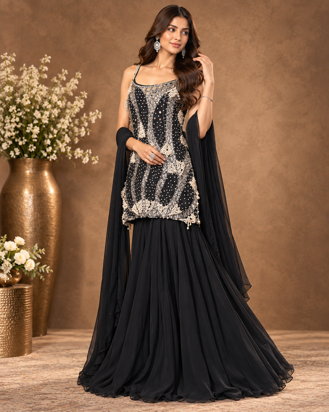 Black Embellished Designer Lehenga Set