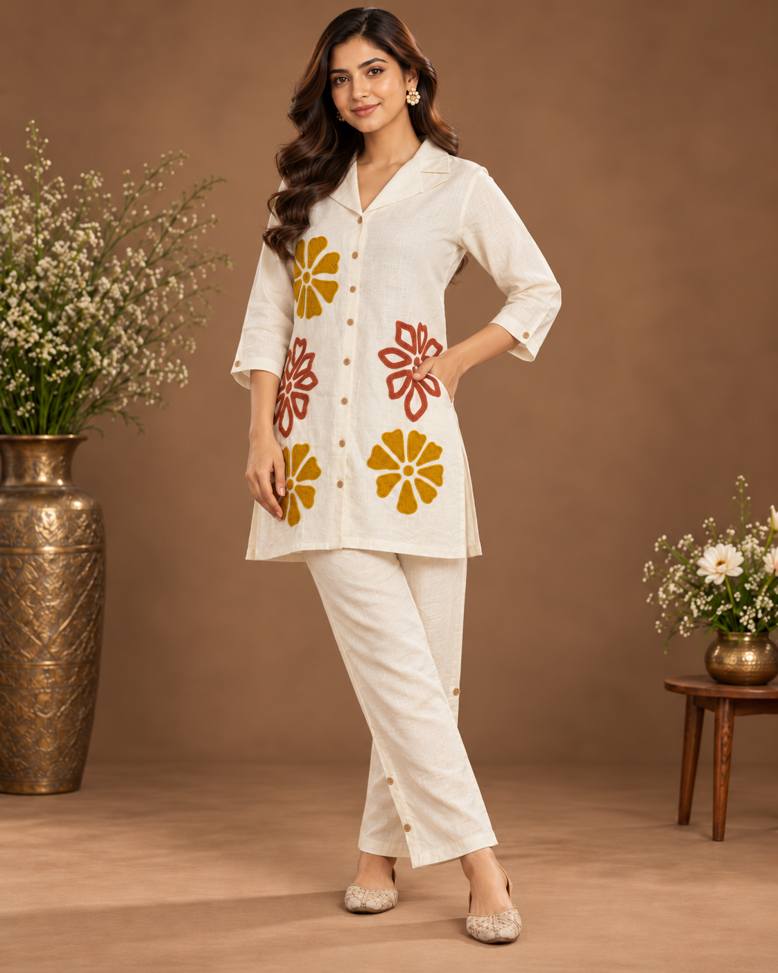 Ivory Floral Printed Co-Ord Set