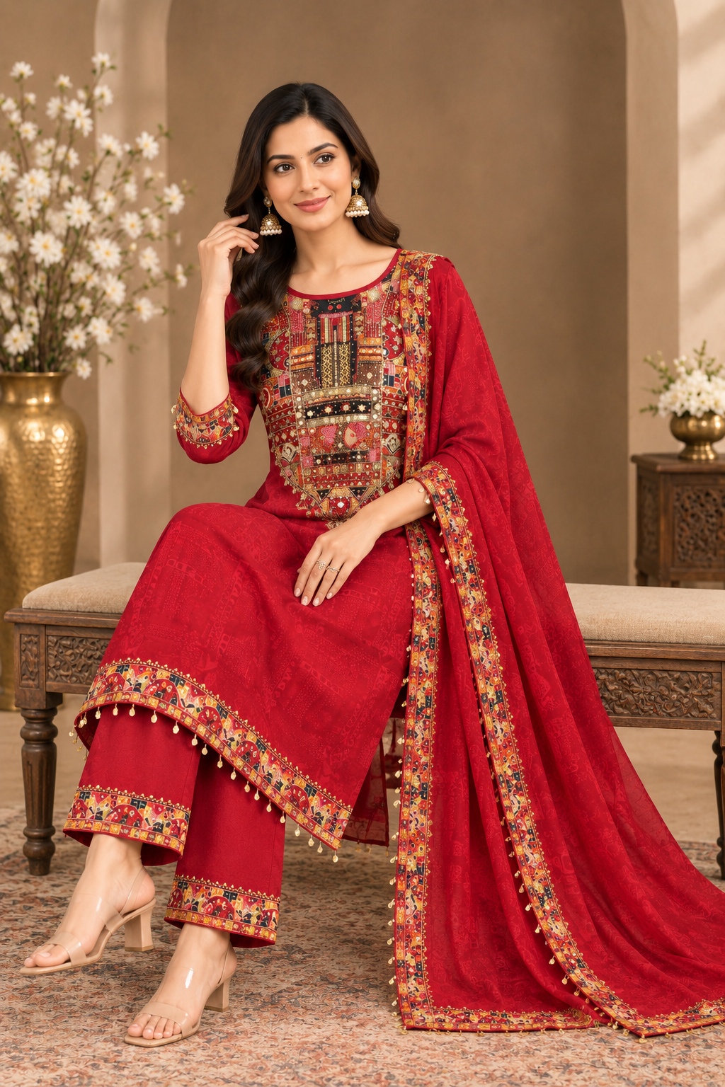 Elegant Printed Kurta Pant Set with Dupatta for Women