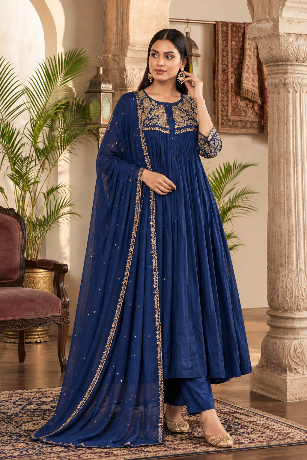 Elegant Embroidered Anarkali Suit with Dupatta