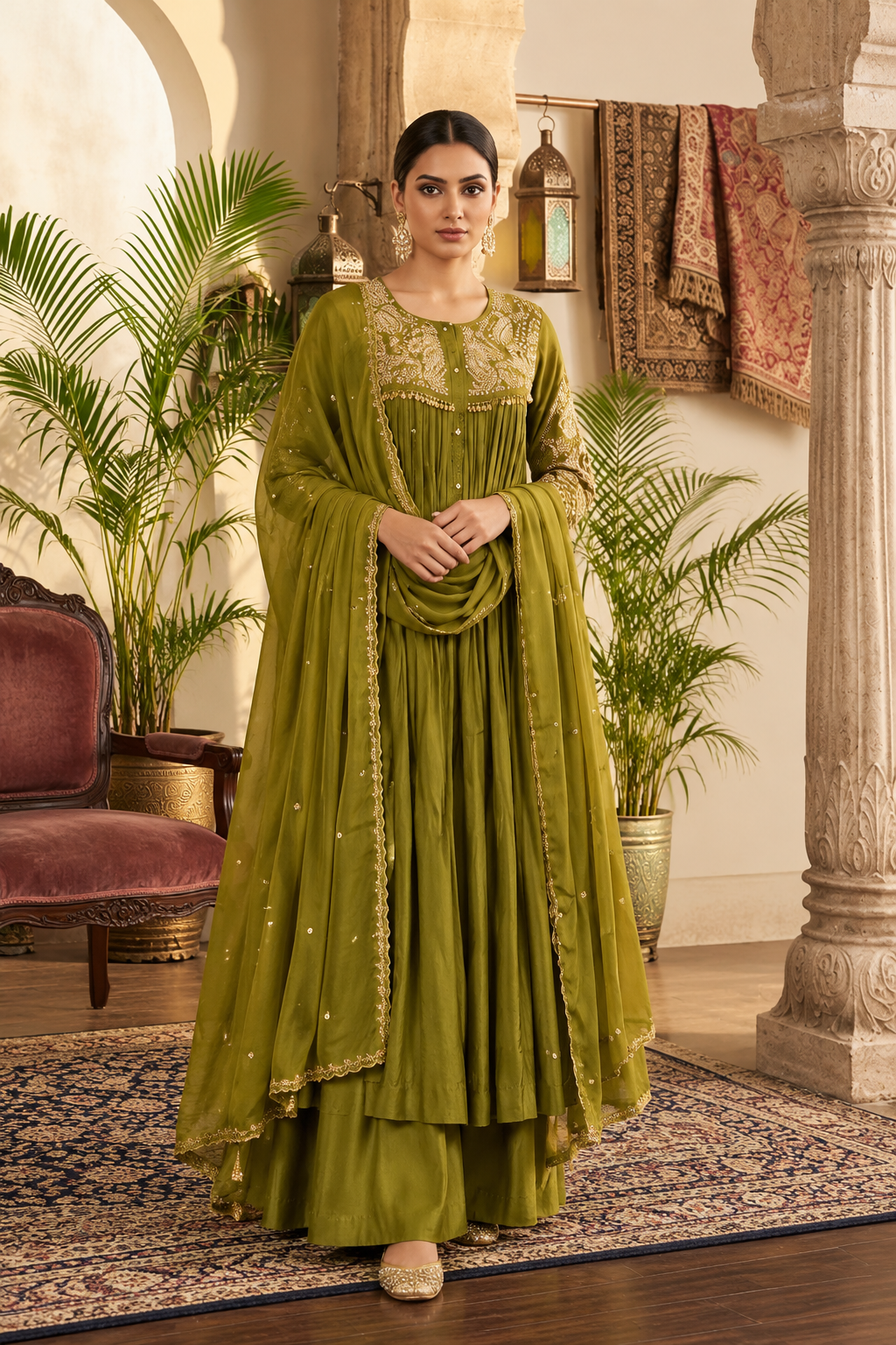 Elegant Embroidered Anarkali Suit with Dupatta