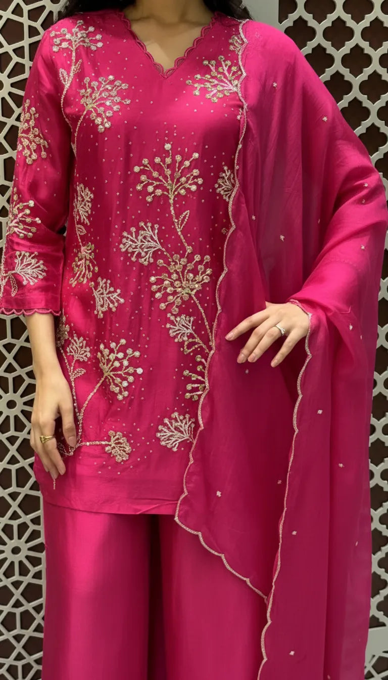 Hand Embroidered Silk Kurta Set | Ethnic Wear
