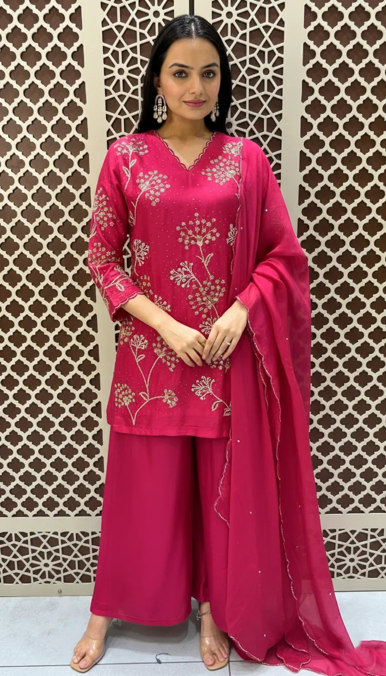 Hand Embroidered Silk Kurta Set | Ethnic Wear