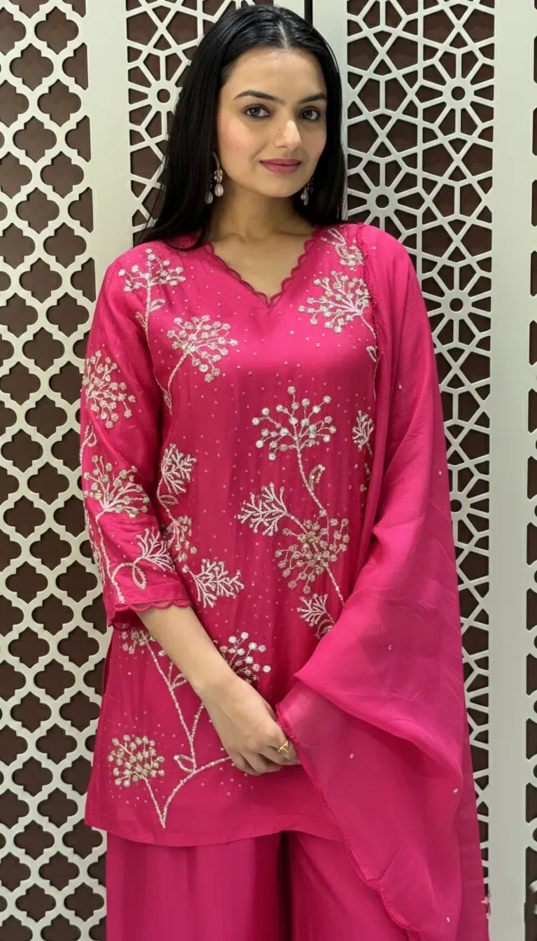 Hand Embroidered Silk Kurta Set | Ethnic Wear
