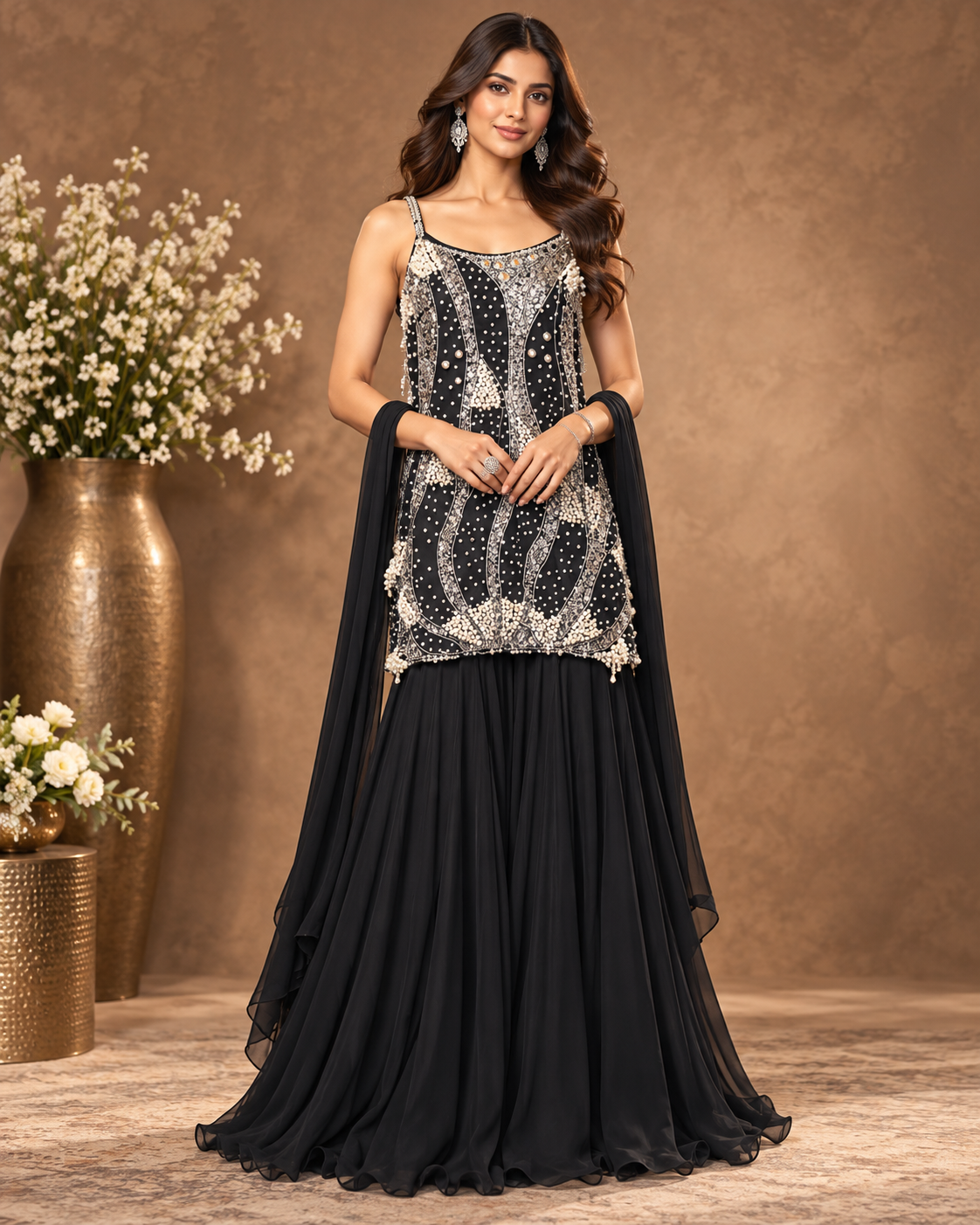 Black Embellished Designer Lehenga Set