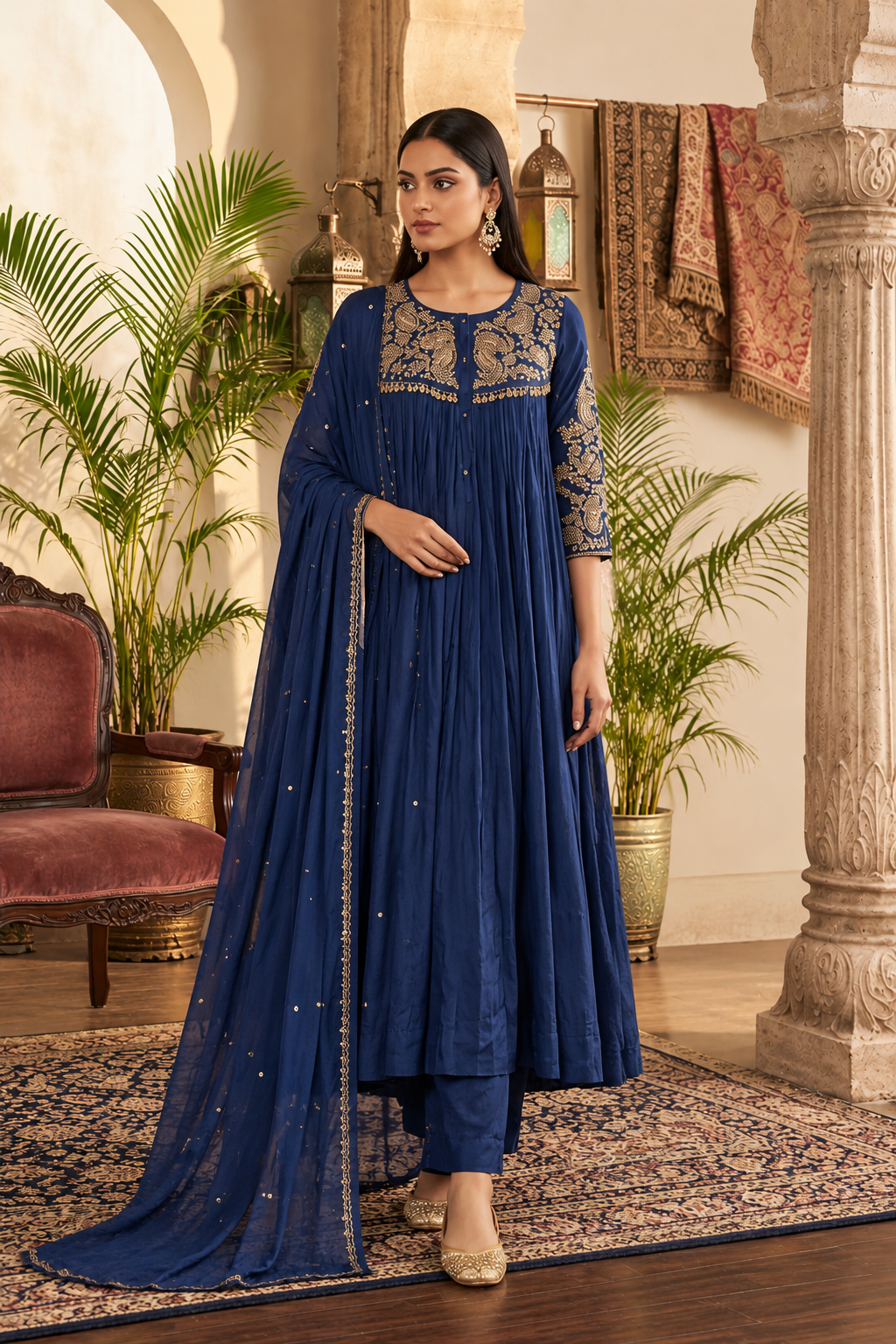 Elegant Embroidered Anarkali Suit with Dupatta