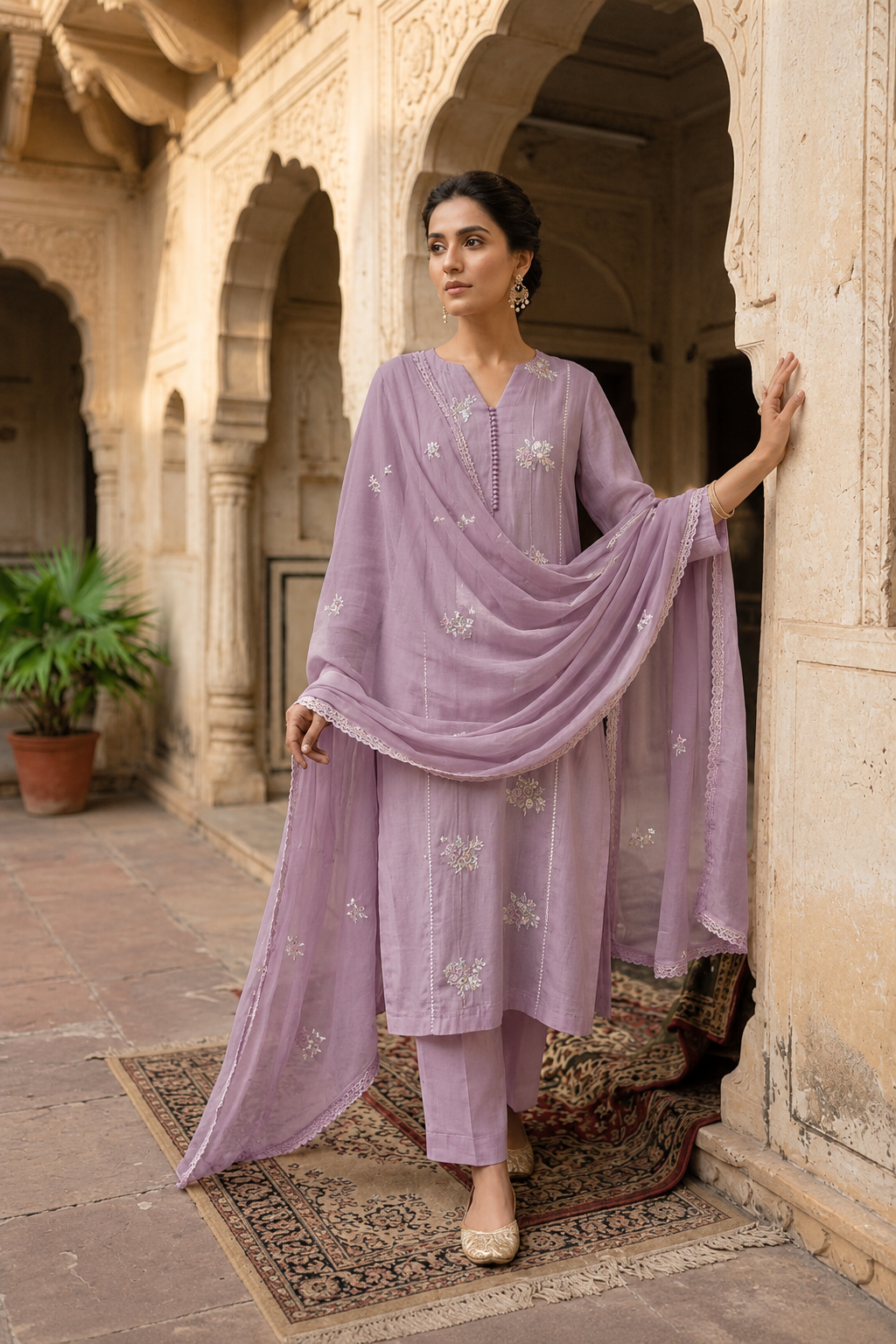 Elegant Embroidered Straight Suit Set with Dupatta