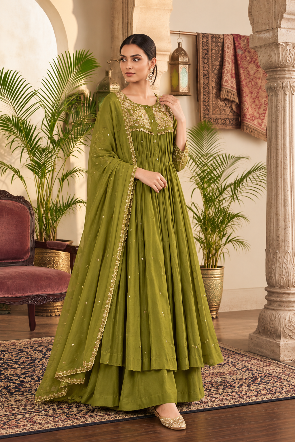 Elegant Embroidered Anarkali Suit with Dupatta