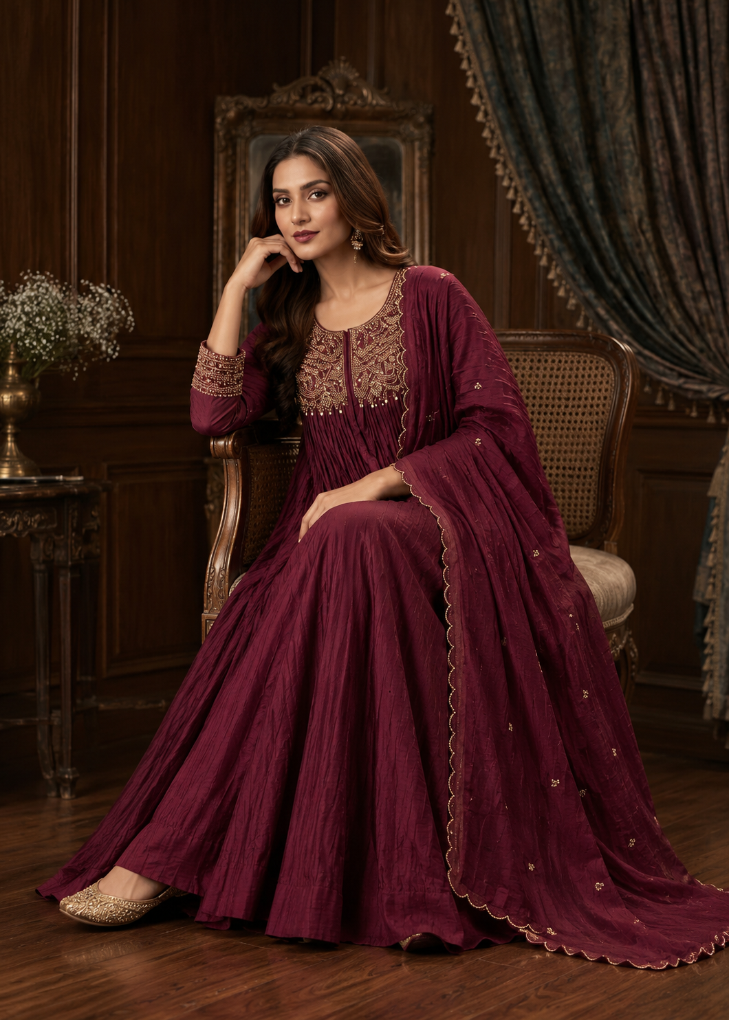 Elegant Embroidered Anarkali Suit with Dupatta
