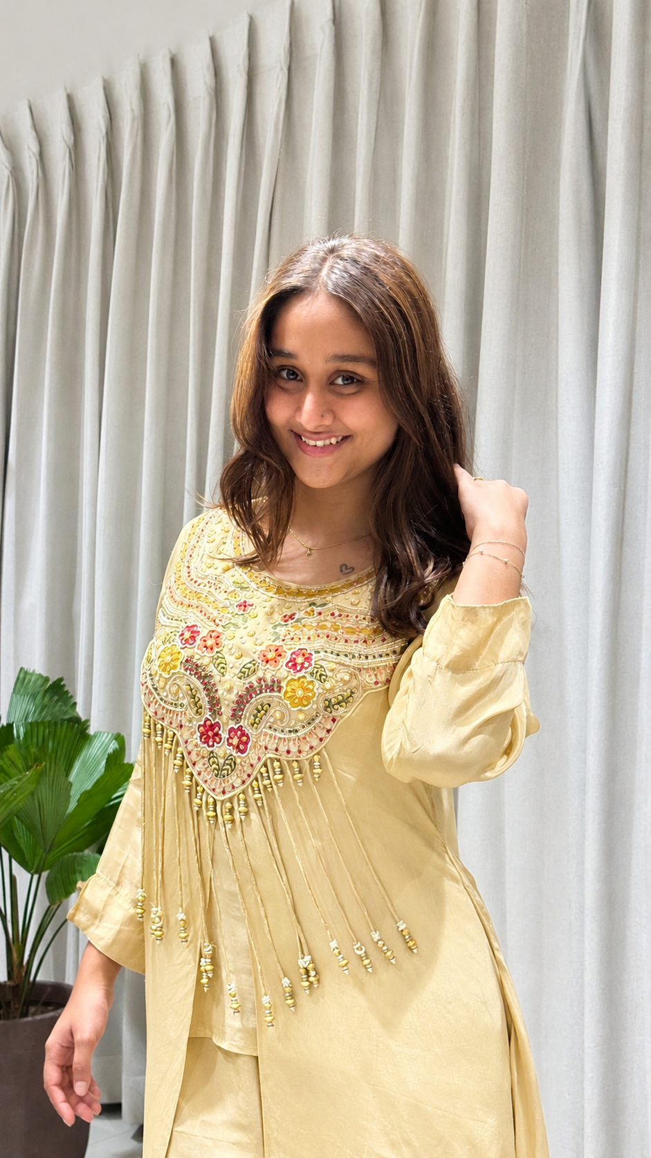 Elegant Pastel Yellow Embroidered Palazzo Set