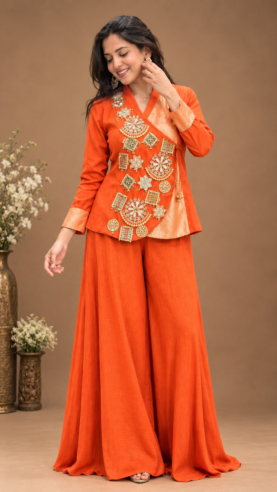 Designer Embroidered Palazzo Set with Statement Jacket