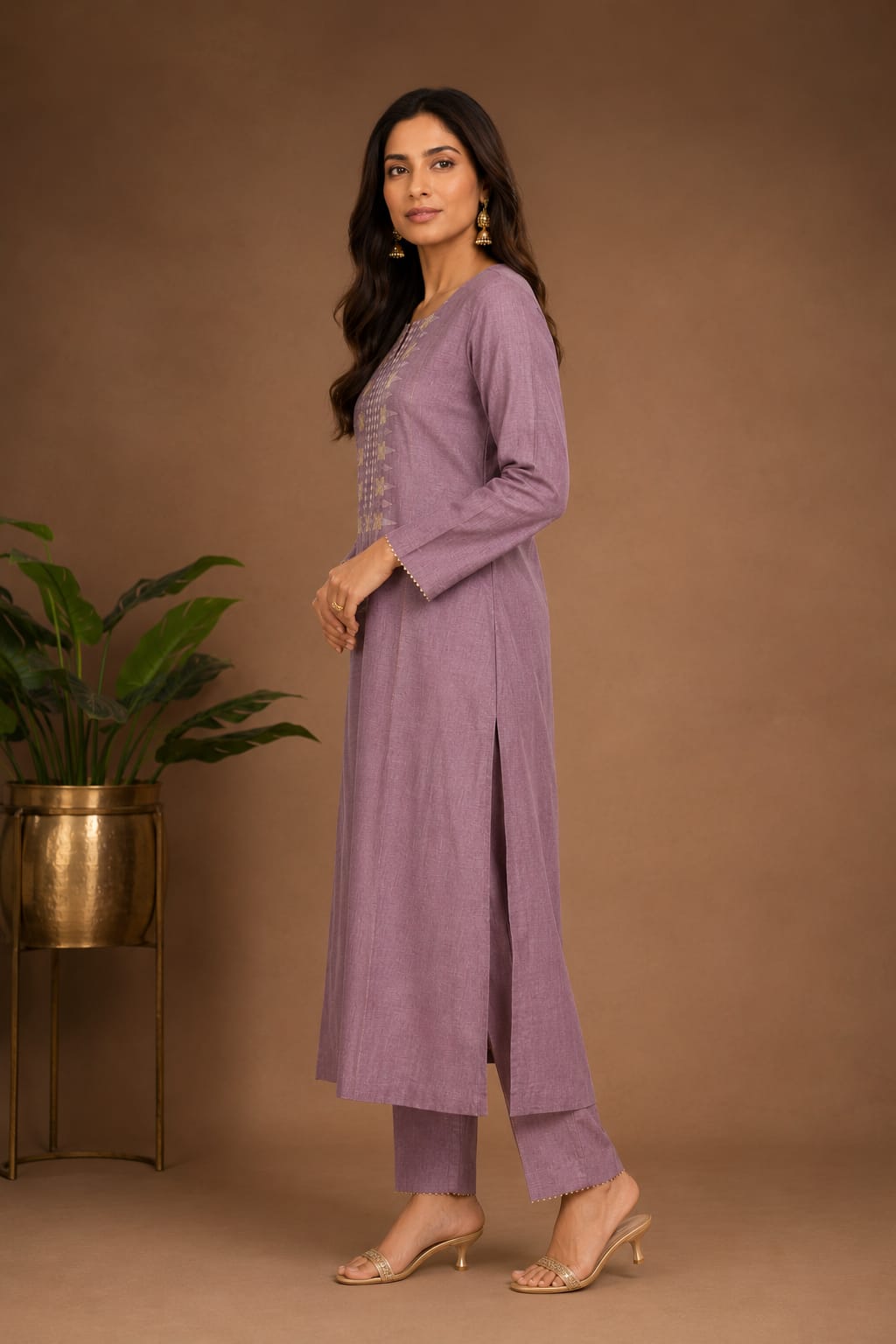 Embroidered Straight Kurta Set with Dupatta