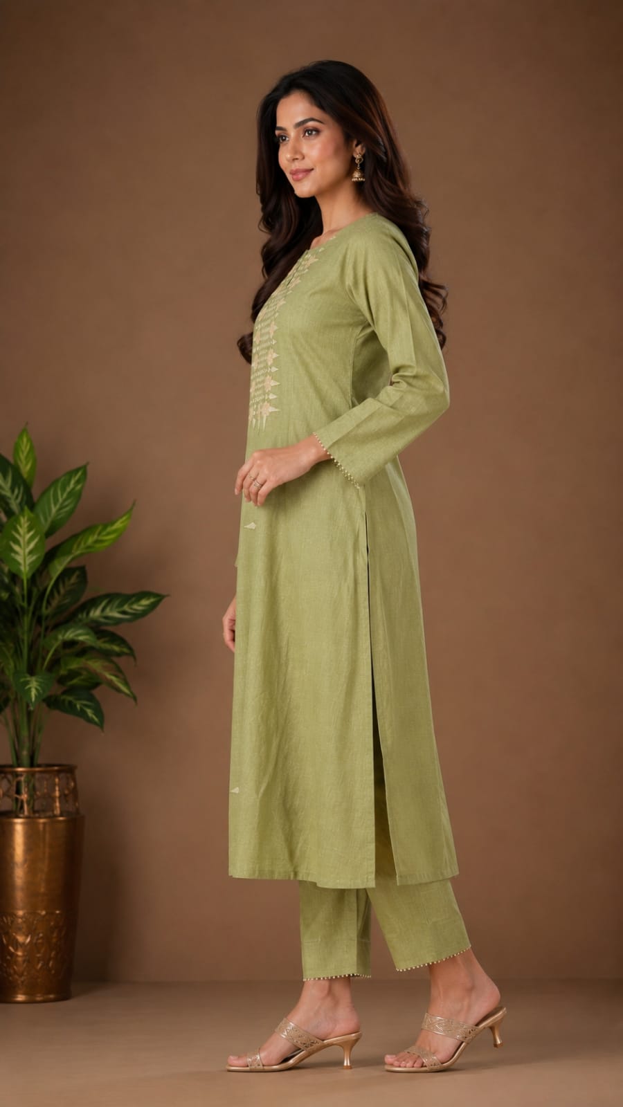 Embroidered Straight Kurta Set with Dupatta