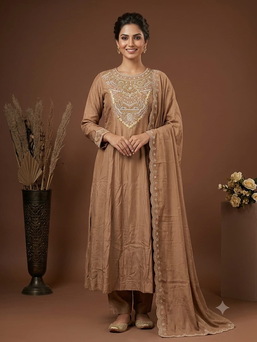 Elegant Green Embroidered Kurta Pant Dupatta Set