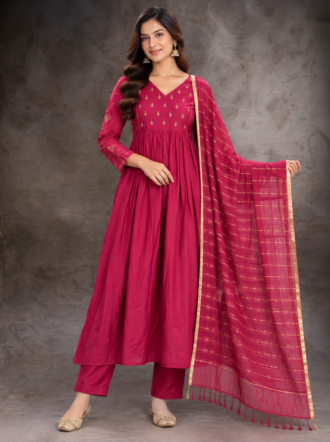 Elegant Embroidered Anarkali Suit Set