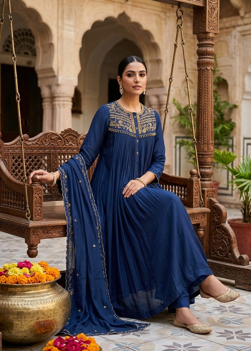 Elegant Embroidered Anarkali Suit with Dupatta