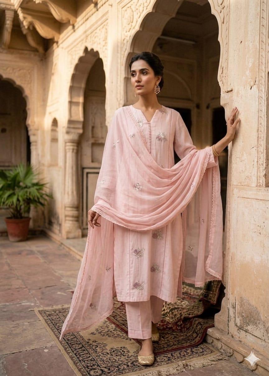Elegant Embroidered Straight Suit Set with Dupatta