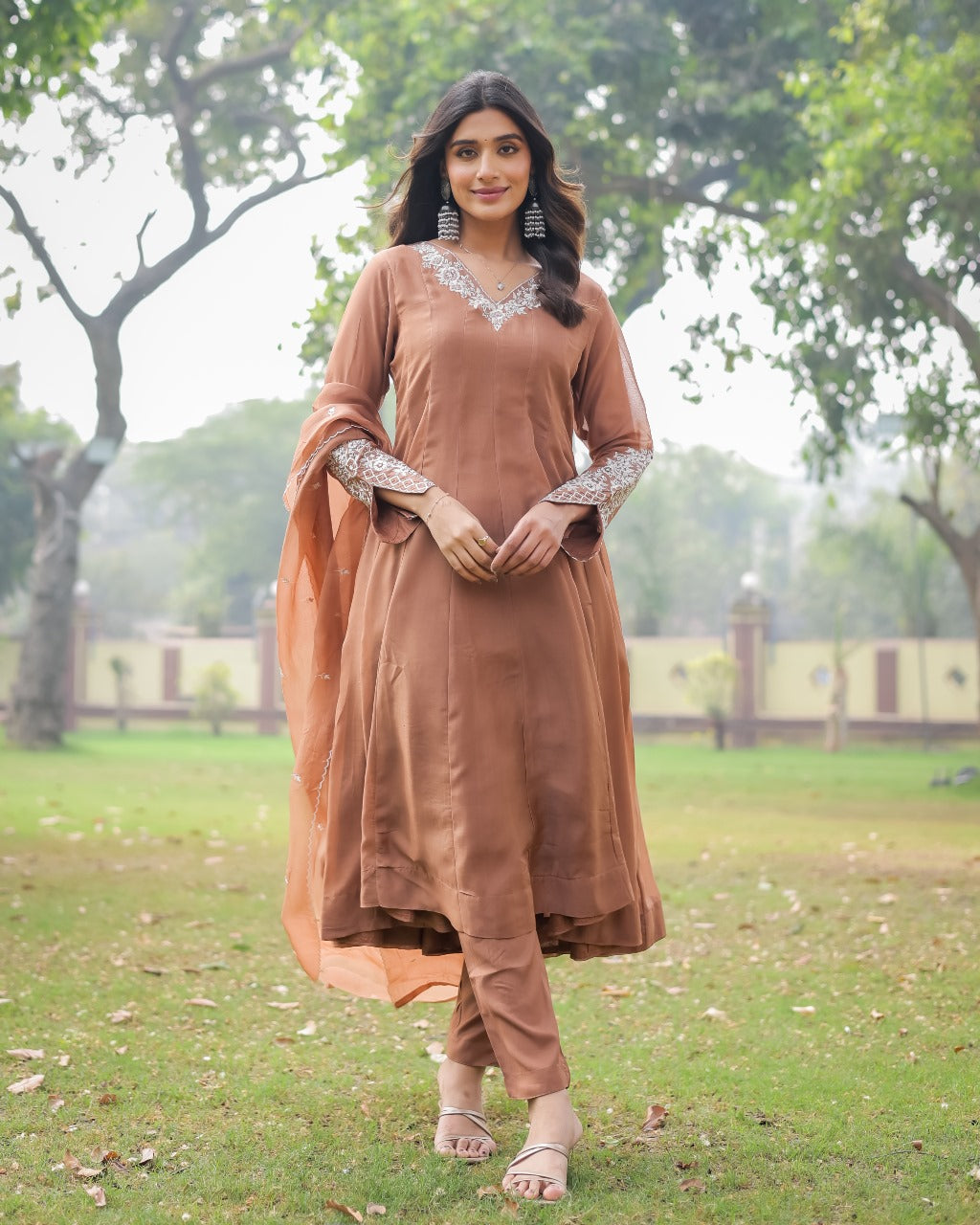 Lemon Chanderi Anarkali Suit