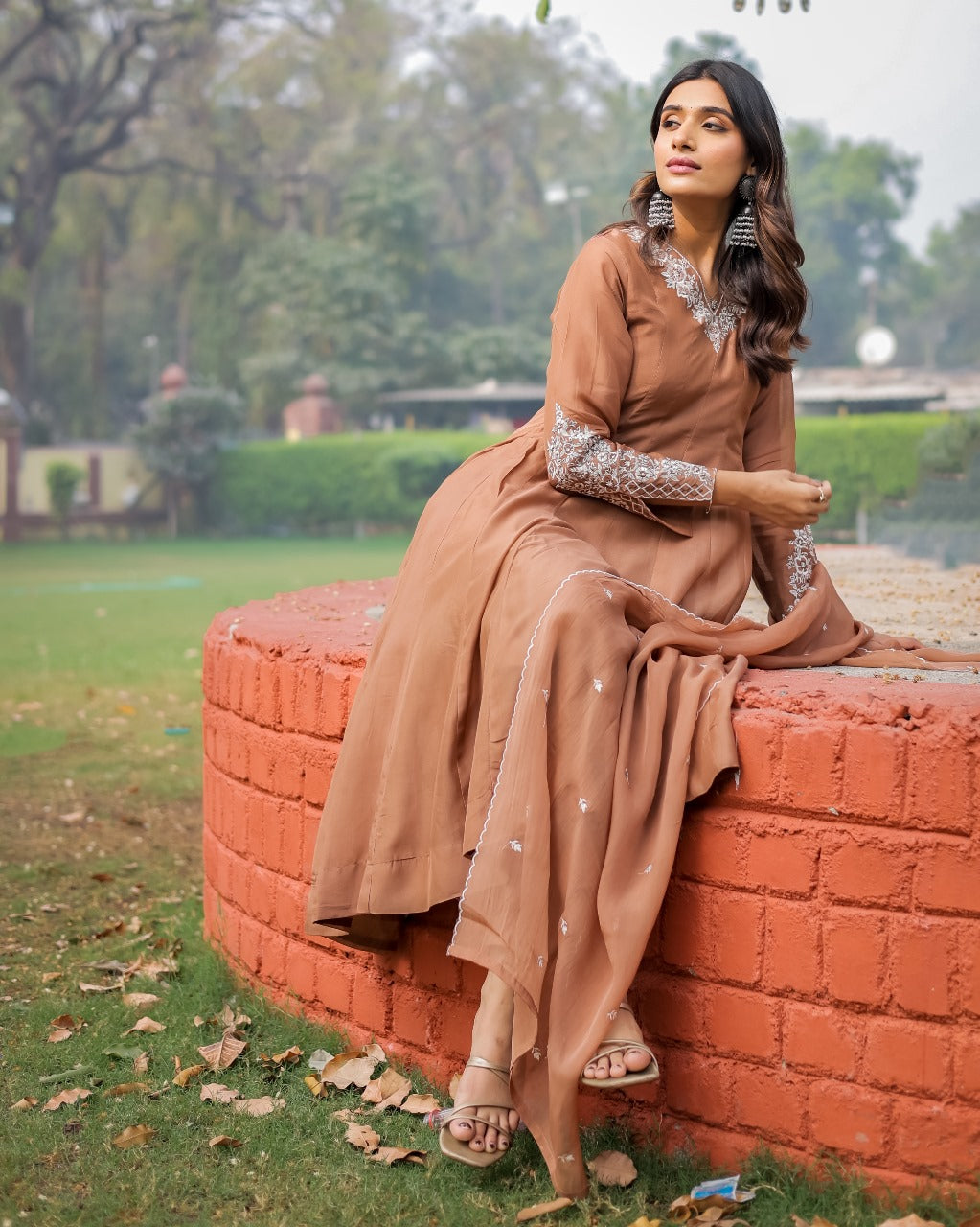 Lemon Chanderi Anarkali Suit