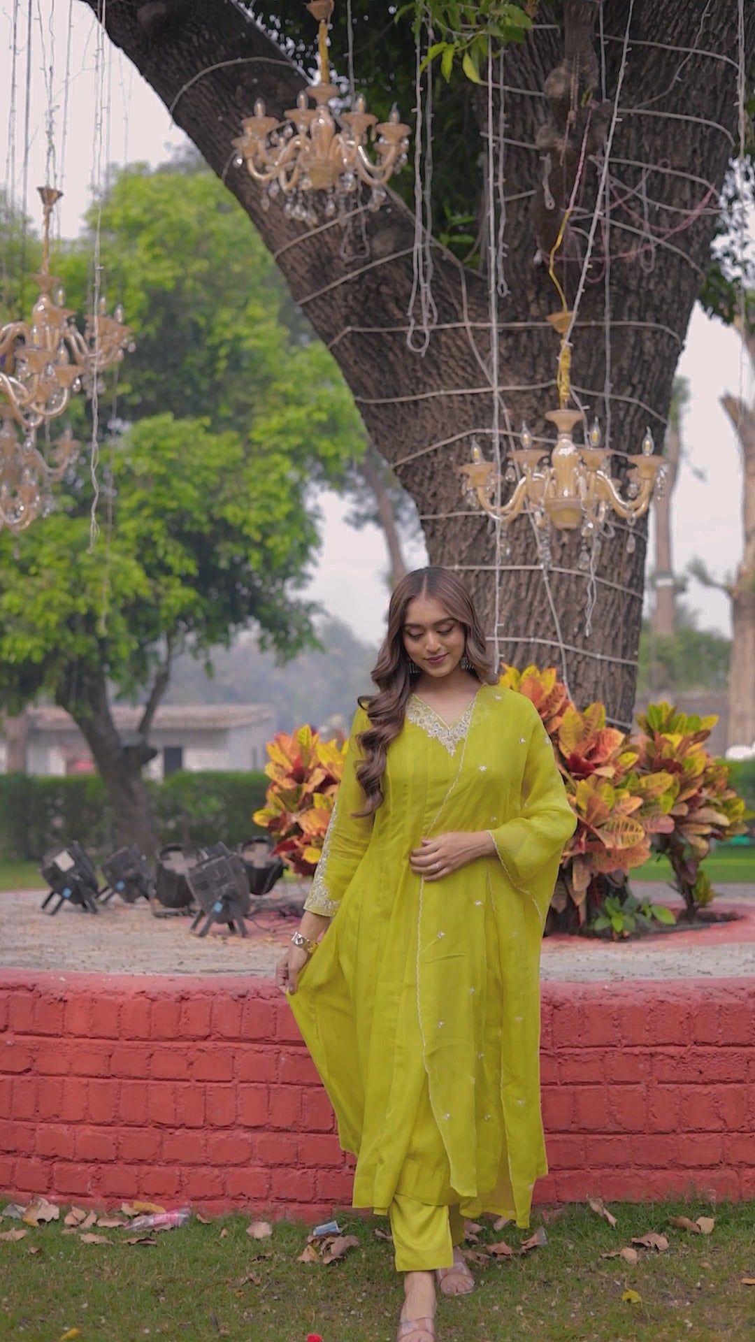 Lemon Chanderi Anarkali Suit